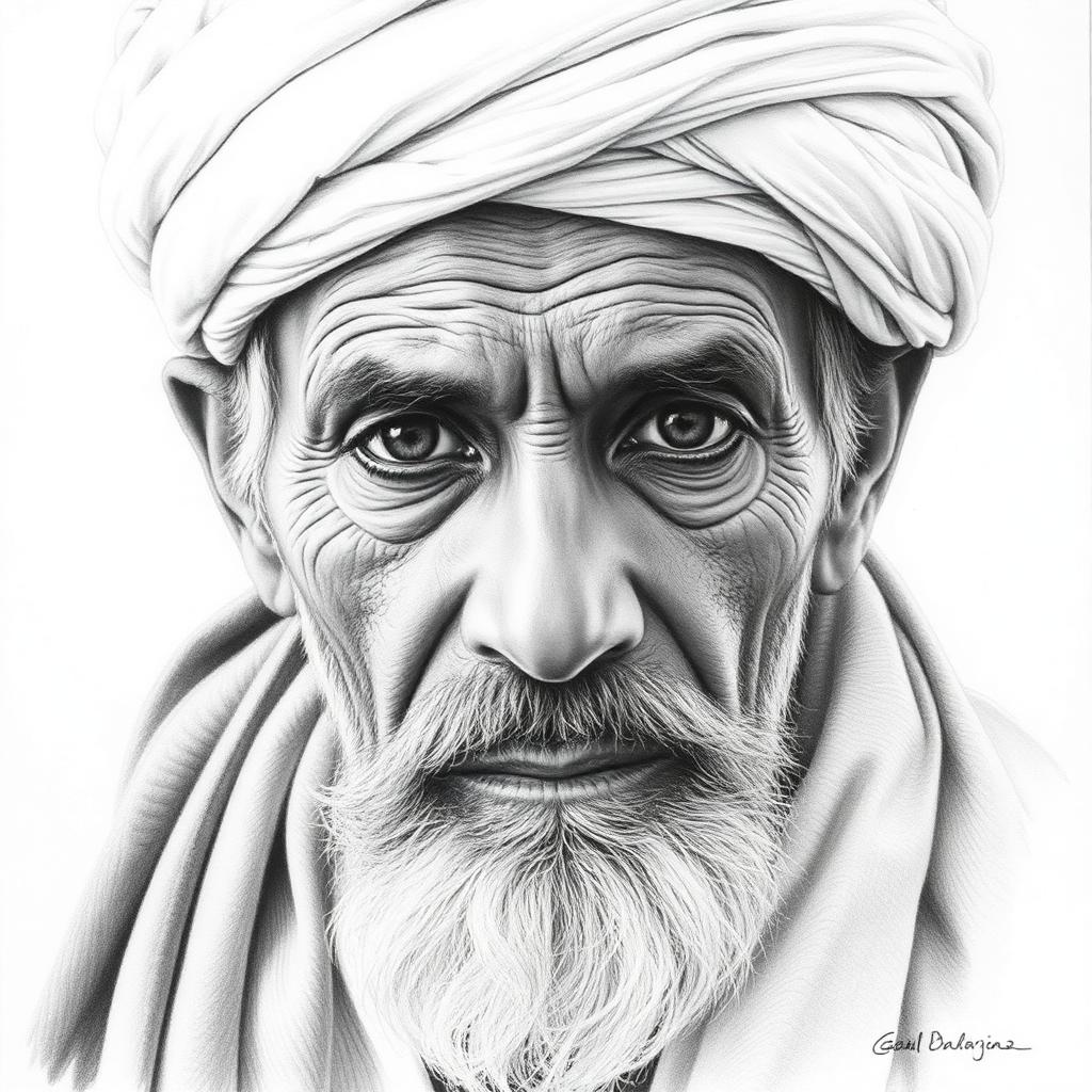 Pencil sketch of elder